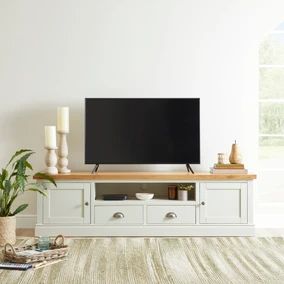 TV Stands | TV Units & Cabinets, Wooden TV Stands | Dunelm 50 Inch Tv, Wide Tv Stand, Brass Cup, Ivory Paint, Wooden Tv Stands, Single Wide, Country Cottage Style, Cup Handles, Tv Console