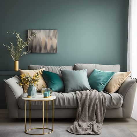 "Transform your grey sofa into an oasis of comfort with our vibrant teal cushions. Dive into a cozy atmosphere that elevates your living space. 🌊🛋️" #TealCushions #GreySofa #HomeDecor #InteriorDesign #Cushions #CushionCovers #CoverMyCushion 🌊🛋️ Teal And Grey Sofa, Teal Walls Grey Sofa, Grey Turquoise Sofa, Cushion Colours For Teal Sofa, Teal Cushions Living Rooms, Malaysia House, Cream Couch Living Room, Sitting Furniture, Teal Couch