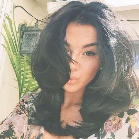 Bouncy Blow Dry Medium Shoulder Length, How To Style Short Layered Hair With Curtain Bangs, Medium Black Hair With Layers, Short Black Hair With Curtain Bangs, Blowout Mid Length Hair, Hair Past Shoulders, Short Dark Haircuts, Short Hair Vs Long Hair, Hair With Layers