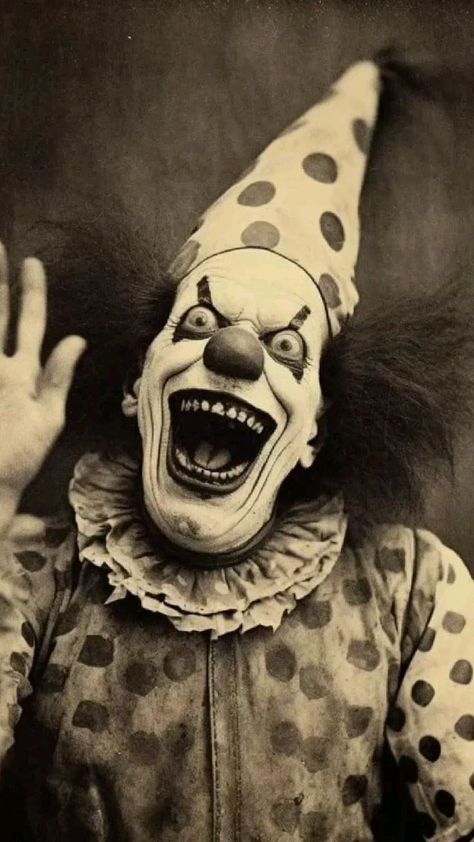 Funny Halloween Pictures Hilarious, Scary Clowns Drawing, Scary Clown Art, Circus Horror, Scary Clown Drawing, Spooky Clown, Scary Circus, Creepy Old Photos, Crazy Clown