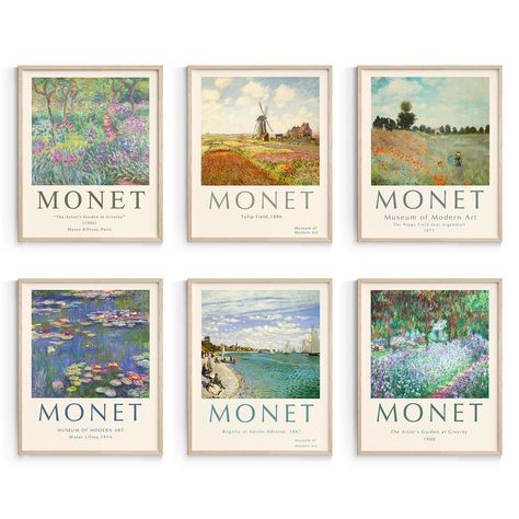 PRICES MAY VARY. Monet Wall Art Decor: The paintings with retro style and warm color，the aesthetic wall art is suitable for the room style with personality. Unframed 8x10 Master Room Decor Aesthetic: There are 6pcs retro room decors come unframed, you can DIY your hanging method as you like. Bedroom Wall Art Prints: Boho wall prints can easily mix and match different home styles to create an elegant and cozy vibe to any space, like living room, aesthetic bedroom, kitchen, bathroom, office, or an Posters For Room Decor, Monet Wall Art, Retro Room Decor, Posters For Room, Art Prints Vintage, Room Decor Farmhouse, Room Decor Aesthetic, Flower Market Poster, Retro Room