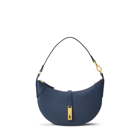 Polo ID Pebbled Mini Shoulder Bag Ralph Laurent, Navy Bag, Small Shoulder Bags, Womens Designer Bags, Women Ralph Lauren, Polo Ralph Lauren Women, Pretty Bags, Mini Shoulder Bag, Leather Mini