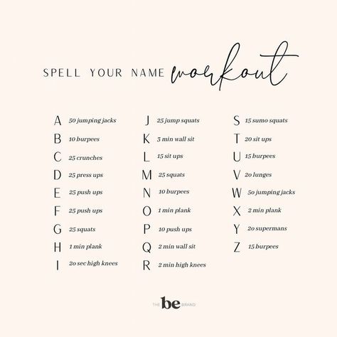 Birthday Workout, Name Workout, Spell Your Name Workout, Workout Names, Ww Ideas, Spell Your Name, Workout Inspo, Fitness Tips For Women, Fun Fall Activities