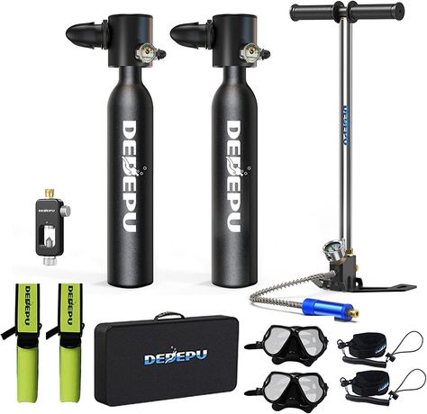 DEDEPU Mini Scuba Tank with Dot Certified Reusable Diving Tank Kit 0.5L Capacity Mini Scuba Diving Tanks That Support 5-10 Minutes of Underwater Breathing Dive Portable Lungs for Diving Scuba Diving Tank, Diving Tank, Scuba Tank, Scuba Diving Equipment, Diving Equipment, Compressed Air, Pressure Gauge, Lungs, Scuba Diving