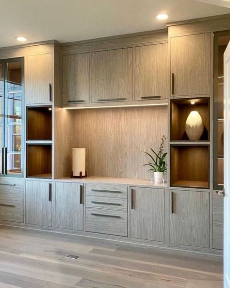 Bedroom Entertainment Center, Custom Entertainment Center, Modern Entertainment Center, California Closets, Open Living Area, Custom Closet, Custom Closets, Living Room Flooring, Family Room Design