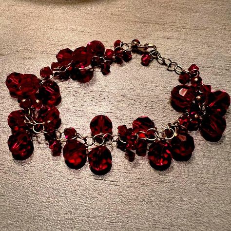 Ruby Red Swarovski Crystal Bracelet Hoco Jewelry, Acorn Tattoo, Blurry Pics, Male Vampire, Sparkly Bracelets, Princess Jewelry, Crystal Aesthetic, Romantic Goth, Ur Mom