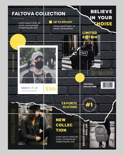 Urban Fashion Instagram Puzzle Template PSD Instagram Scrapbook, Instagram Grid Layout, Grid Puzzles, Instagram Puzzle Feed, Instagram Grid Design, Posters Inspiration, Instagram Puzzle Template, Puzzle Template, Instagram Collage