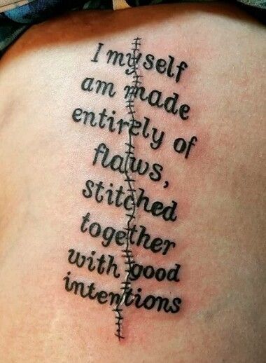 Stitches Bone Quotes, Deep Meaningful Tattoos, Motivational Tattoos, Tattoo Quotes For Men, Tattoo Hip, Good Tattoo Quotes, Meaningful Tattoo Quotes, Hip Bone, Tattoo Quotes For Women