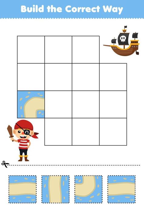 Pirate Maths, Cartoon Pirate, Christmas Tree Printable, Logic Puzzle, Computational Thinking, Pirate Boy, Halloween Worksheets, Game For Children, Alphabet Worksheets Preschool