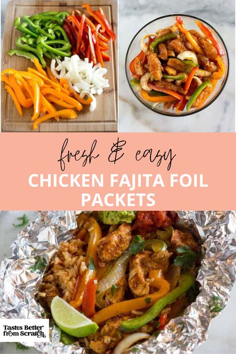 There’s nothing like a delicious foil pack recipe to make dinner a breeze, and these Chicken Fajitas Foil Packets are one of our favorites! Cook them on the grill, in a campfire, or even in the oven, so you can enjoy them all year round. #foildinners #chickenrecipes #campingmeals Fajita Foil Packets For The Oven, Fajita Foil Packets For The Grill, Chicken Fajita Foil Packets For Grill, Chicken Fajita Foil Packets For The Oven, Chicken Campfire Foil Packets, Tin Foil Camping Meals, Easy Campfire Meals Foil Packets, Campfire Dinners Foil Packets, Foil Dinners In Oven