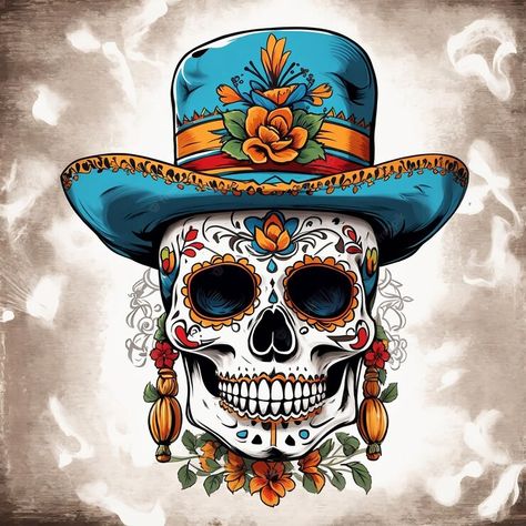 Voodoo Room, Mexican Paintings Ideas, Day Of The Dead Skull Tattoo, Sugar Skull Images, Mexican Skull Art, Mexican Skull Tattoos, Cool Skull Drawings, Sugar Skull Artwork, Mexican Paintings