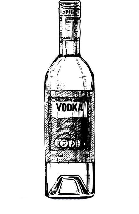 Vodka Bottle Drawing, Smirnoff Bottle, Bottle Of Vodka, Bottle Tattoo, Bottle Drawing, Vodka Shots, Bg Design, Whisky Bottle, Alcohol Bottles