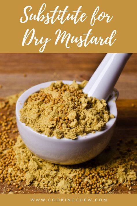 A close-up view of a rustic wooden table holding a bowl of bright yellow dry mustard and a traditional mortar and pestle. Mustard Powder, Ground Mustard, Mustard Seeds, Dry Mustard, Mustard Seed, Baking Tips, Cooking Tips, Mustard, Seeds