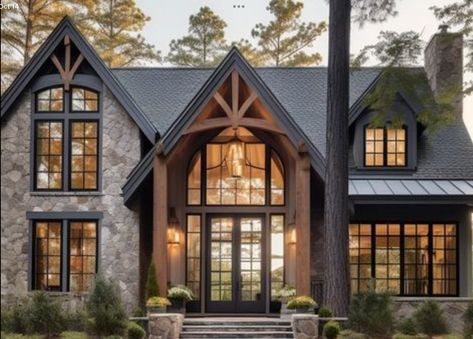 2 Story Entryway Ideas, 2 Story Entryway, Transitional Home Exterior, Mountain Home Exterior, Exterior House Colors Ranch Style, Exterior Wall Cladding, Exterior Wall Tiles, Farmhouse Architecture, Rooftop Design