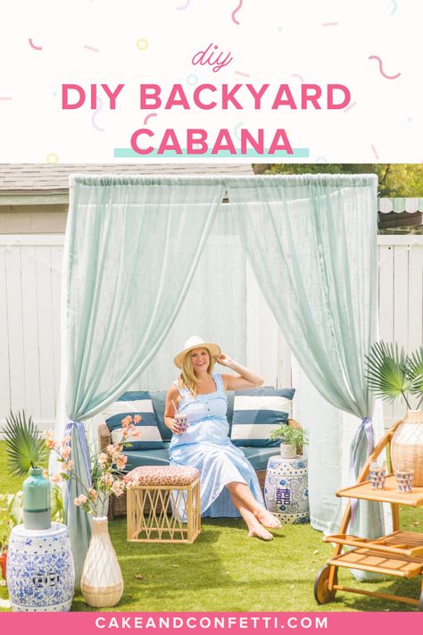 Diy Cabana Ideas Backyards, Cabana Ideas Backyard, Diy Cabana, Covering Wire Shelves, Backyard Cabana, Outdoor Room Ideas, 1 Birthday Party, Room Decoration Diy, Lounge At Home