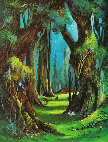 Fae Forest, Forest Twilight, 1960s Magazine, Twilight Art, Forest Paintings, Dark Fae, Forest Drawing, Forest Mural, Fairy Paintings