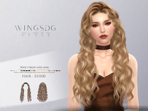 Sims 4 Wavy Hair Cc Alpha, Sims 4 Cc Long Wavy Hair, Sims 4 Cc Hair Alpha Long, Wavy Hair Sims 4 Cc, Sims 4 Curly Hair Cc Alpha, Hair For Sims 4, Curled Long Hair, Sims 4 Curly Hair, Vampire Hair