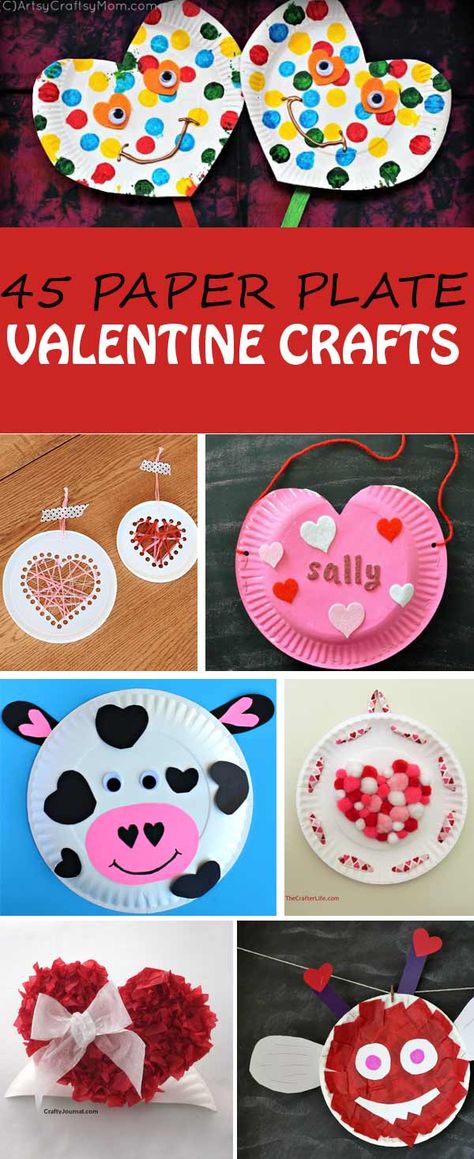 45 paper plate Valentine crafts for kids: hearts, card holders, love bugs, decorations, paper plate hats, sun catchers and more. Simple and fun Valentine's Day crafts for toddlers, preschoolers and kindergartners. | at Non-Toy Gifts Paper Plate Hats, Paper Plate Animals, Paper Plate Crafts For Kids, February Crafts, Hearts Card, Non Toy Gifts, Valentine's Day Crafts For Kids, Preschool Valentines, Valentine Activities