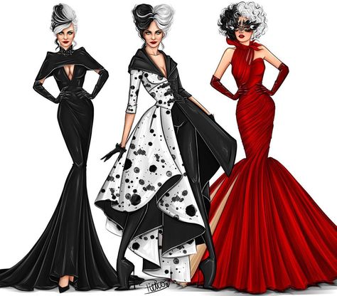 Cruella Deville, Sketches Dresses, Fashion Sketchbook, Dress Design Sketches, Fashion Illustration Dresses, Poses Reference, Dress Drawing, Fashion Figures, Fashion Design Sketches