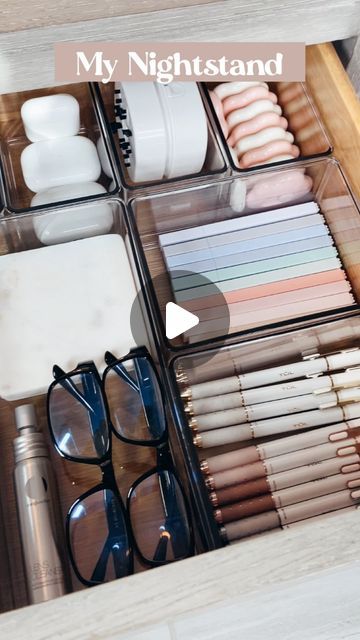 Kami Larae on Instagram: "Nightstand Essentials🕊️#reset #asmr #organizedhome #thatgirl #aesthetic" Nightstand Drawer Organization, Nightstand Essentials, Nightstand Aesthetic, Nightstand Tray, Thatgirl Aesthetic, Nightstand Organization, Drawer Organization, Tray Organization, Basket Organization