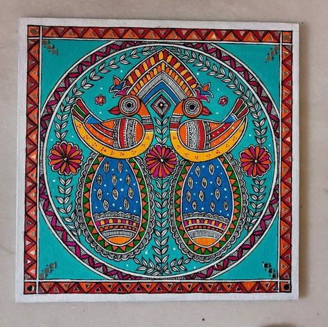 Madhubani Paintings and Art | Madhubani on 12 inch canvas board. | Facebook Madhubani Ganesha Painting, Madhubani Ganesha, Madhubani Painting Easy, Decoupage Paper Printable, Madhubani Paintings, Madhubani Art, Tanjore Painting, Ganesha Painting, Madhubani Painting