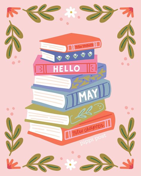 Hello MAY! 🫶 So excited for this months new collection launch - happening TOMORROW! 😱🥰 Also excited it’s read-by-the-pool-in-the-sunshine season ☀️ 📖 #pippipostquotes #pippipostbookclub #hellomay #itsgonnabemay #bookstagram #newchapters New Collection Launch, Books Illustration, Spring Illustration, Book Merch, Bookish Merch, Hello May, Quote Backgrounds, Reading Journal, Book Nooks