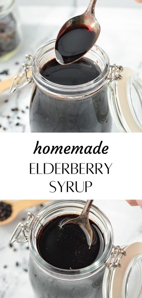 If you're wondering how to make elderberry syrup, we've got you covered! Whether you want to use fresh berries or dried elderberries, this DIY recipes has endless immune-boosting benefits. How To Make Elderberry Syrup, Make Elderberry Syrup, Dried Elderberries, Homemade Elderberry Syrup, Elderberry Syrup Recipe, Molasses Recipes, Elderberry Juice, Homemade Elderberry, Elderberry Recipes