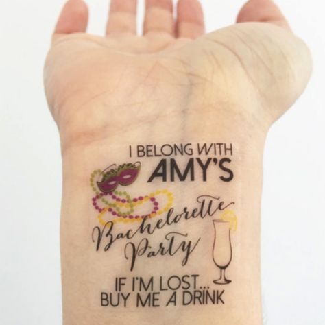 Tattoo Ideas Big, Bachelorette Party Temporary Tattoos, Nola Bachelorette Party, Bachelorette Tattoos, Nola Bachelorette, New Orleans Bachelorette, Themed Bachelorette, Party Tattoos, Nashville Bachelorette Party