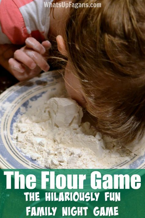 My family used to play this fun family night game when I was a kid. So funny! The Flour Game is the perfect game idea to play indoors, outdoors, for family reunions, or at whatever party. Flour Game, Ward Activities, Family Games Indoor, Family Games To Play, Reunion Games, Youth Games, Family Reunion Games, Indoor Games For Kids, Youth Group Games