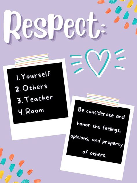 Just a classroom poster I made to lay out expectations regarding respect Respect Poster Ideas, Respect Teachers, Respect Poster, Teachers Day Gifts, Poster Ideas, Classroom Posters, A Classroom, Letter Board, Feelings