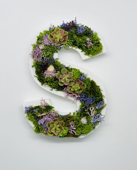 Moss Art Letters, Wood Letters, Succulent Art, Nursery Monogram, Moss Wall Art, Succulent Letter, CottageCore Wall Art, FairyCore Decor Diy Letter Decor, Fairycore Decor, Cottagecore Wall Art, Moss Letters, Art Letters, Letter Wall Decor, Nursery Monogram, Succulent Wall Art, Initial Wall