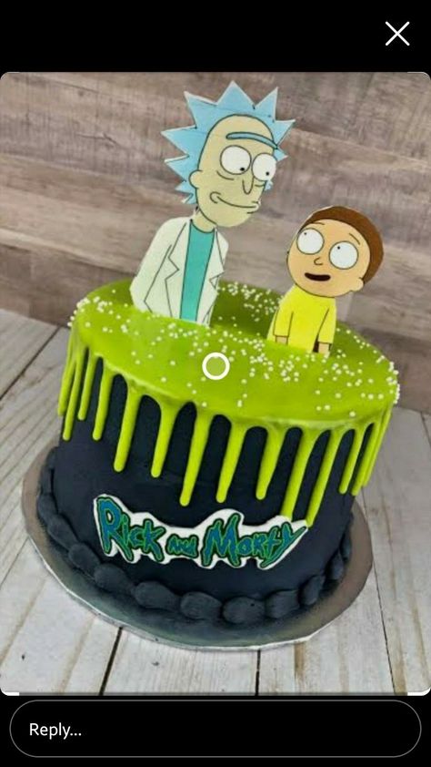 Rick And Morty Cake Ideas, Rick And Morty Birthday Party Ideas, Rick And Morty Cake, Blaze Birthday, Anime Cake, Road Trip Food, Birthday Cake For Him, Mini Cakes Birthday, 26th Birthday