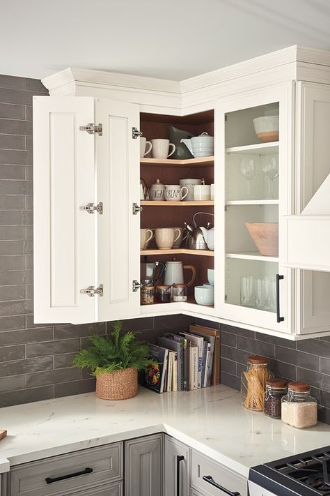 Maximize corner space with the Wall Easy Reach Cabinet, allowing you to easily access contents on multiple shelves. Upper Corner Cabinet Ideas Open Shelves, Corner Upper Cabinet Kitchen, Top Corner Kitchen Cabinet, Must Have Kitchen Cabinet Features Corner, Corner Cabinet Kitchen Lower Open Shelves, Organize Corner Kitchen Cabinet Lower, Easy Reach Corner Cabinet, Wall Cabinet Kitchen, Storage Saver