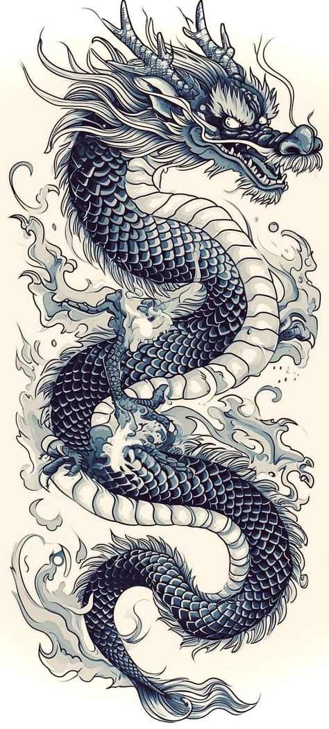 Chinese Style Dragon Tattoo, Thai Dragon Tattoo Designs, Ryu Dragon Tattoo, Dragon Drawing Chinese, Japanese Dragon Tattoo Designs For Men, Japanese Dragon Tattoo Designs Drawings, Chinese Water Dragon Tattoo, Chinese Dragon Tattoos Men, Chinese Dragon Sleeve Tattoo