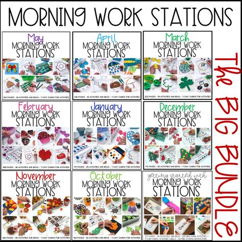 This page will provide you will all the information and links to activities and materials associated with Morning Work Stations. Kindergarten Tables, Kindergarten Stations, Differentiated Kindergarten, Work Bins, Morning Work Activities, Kindergarten Morning Work, Fine Motor Activities For Kids, Winter Kindergarten, Winter Math