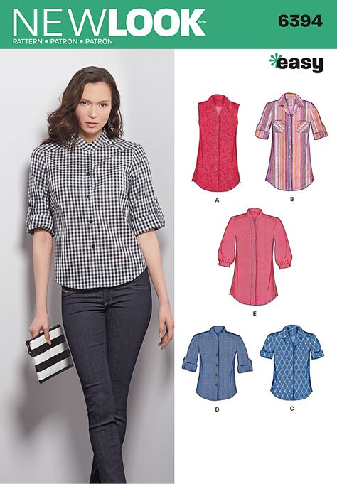 Purchase New Look 6394 Misses Shirt and read its pattern reviews. Find other Tops, sewing patterns. Easy Sew Top, Brand Patterns, Shirt Patterns For Women, New Look Tops, Plus Size Summer Fashion, New Look Patterns, Sewing Tops, Shirt Sewing Pattern, Trendy Sewing