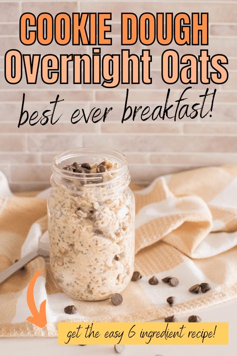 Best Ever Cookie Dough Overnight Oats. Overnight oats are such a quick and easy breakfast. You only need about 10 minutes and 6 ingredients to make these incredible Cookie Dough Overnight Oats. Cookie Dough Overnight Oats, Low Calorie Overnight Oats, Quick Oat Recipes, Overnight Oats Recipe Easy, Oats Recipes Breakfast, Best Overnight Oats Recipe, Oats Overnight, Breakfast Oats Overnight, Breastfeeding Snacks