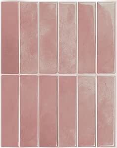 SMART TILES Peel and Stick Backsplash - 5 Sheets of 11.43" x 9" - 3D Adhesive Peel and Stick Tile Backsplash for Kitchen, Bathroom, Wall Tile (Rabbat, Pack of 5) Peel And Stick Tile Backsplash Pink, Pink Peel And Stick Tile, Peal And Stick Tiles, Peel And Stick Tile Backsplash, Apartment 2023, Backsplash For Kitchen, Peel And Stick Tiles, Kitchen Colour, Stick Tile Backsplash