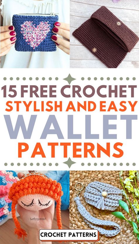 Free Crochet Wallet Patterns Crochet A Wallet, Wallet Pattern Free, Crochet Wallet, Flower Wallet, Ravelry Crochet, Crochet Beach Bags, Crossbody Bag Pattern, Crochet Best, Simple Wallet