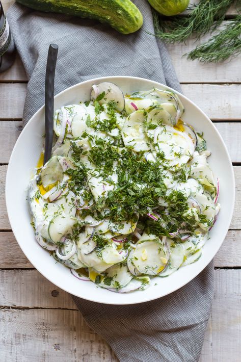 Cucumber Radish Salad with Yogurt (Video!) | Coley Cooks... Cucumber Radish Salad, Yogurt Recipes Healthy, Radish Salad, Whole 30 Diet, Grilled Dinner, Tasty Healthy, Yogurt Recipes, Food Group, Healthy Salad