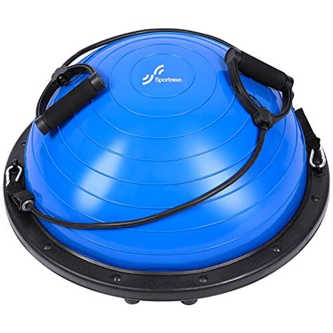 Limited-time deal: Half Balance Ball Trainer, Inflatable Half Yoga Ball for Exercise, Non-Slip Exercise Ball with Resistance Bands and Pump for Core Strength Training, Home Gym Full-Body Workouts Core Strength Training, Gym At Home, Balance Ball, Exercise Ball, Yoga Ball, Gym Accessories, Cycling Workout, Resistance Bands, Core Strength