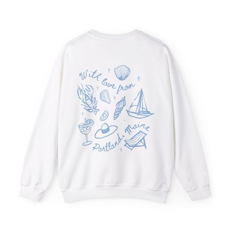 Matching bachelorette sweatshirts in a coastal theme - perfect for any coastal bachelorette destination like Portland or the Hamptons.  Check the listing photos for sweatshirt and ink colors available. Front icon can be switched to anything seen on the back design. To order 👉🏼 Add your sizes separately to cart, and then click on your cart to adjust quantities if needed. Let us know your personalizations and we will take it from there! You'll receive a mock-up of your design to approve prior to Chi Omega Crafts, Bachelorette Sweatshirts, Coastal Bachelorette, Charleston Bachelorette Party, Last Toast On The Coast, Toast On The Coast, Coastal Theme, Wedding Party Outfits, Bachelorette Shirts