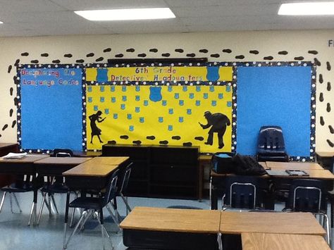 Detective Themed Classroom, Spy Activities, Mystery Unit, Mystery Board, Spy Theme, Spy Classroom, Elementary Technology, Detective Theme, Classroom Decor High School