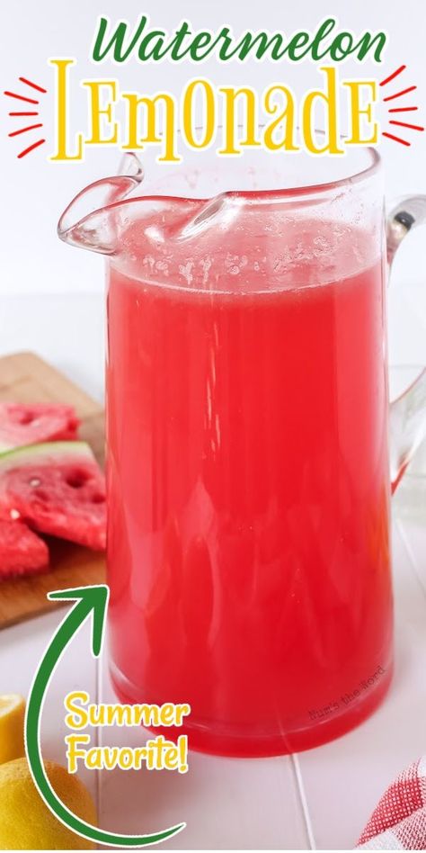 This Watermelon Lemonade is the PERFECT summer drink! Whether you’re front porch sipping on a hot afternoon or hosting a crowd for a party or BBQ, this watermelon lemonade recipe is the best! #watermelon #summer #lemonade #drinks #refreshing #numstheword #sweettooth #fruity Watermelon Lemonade Recipe, Drinks Refreshing, Best Watermelon, Drinks Nonalcoholic, Watermelon Punch, Virgin Cocktails, Lemonade Punch, Virgin Drinks, Fun Summer Drinks