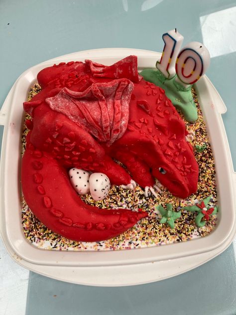 Childs birthday cake. Red dragon cake Birthday Cake Red, Dragon Cake, Red Dragon, Food And Drink, Birthday Cake, Cake, Birthday, Red