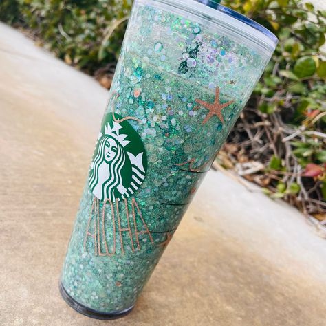 Glitter Filled Tumbler, Starbucks Snowglobe Tumbler, Snowglobe Tumblers, Globe Tumbler, Hand Jewelry Rings, Snowglobe Tumbler, Beach Coffee, Snow Globe Tumbler, Tumbler Starbucks