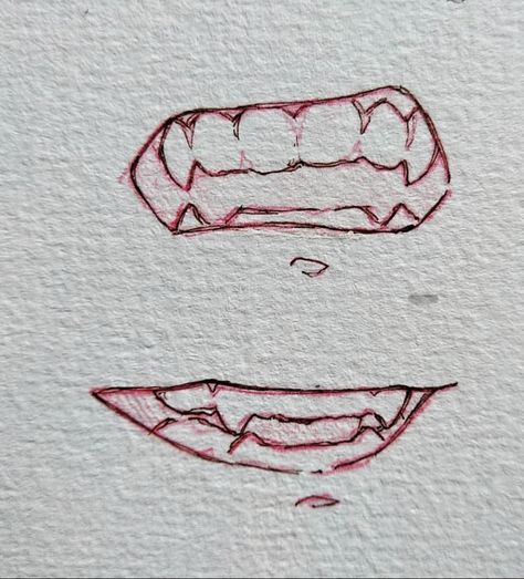 How To Draw Mouth With Fangs, Mad Mouth Drawing, Cat Fangs Tattoo, Fangs Drawing References, How To Draw Fangs, Mouth Pulling Reference, Mouth With Fangs Drawing, Fangs Sketch, Mouth Art Reference