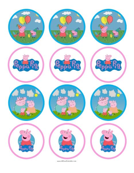 Peppa Pig Cupcake Toppers Printable Free, Peppa Pig Topper Printable, Cupcake Toppers Free Printable, Peppa Pig Themed Birthday Party, Pig Themed Birthday Party, Peppa Pig Cupcake, Peppa Pig Cupcake Topper, Peppa Pig Printables, Star Wars Cupcake Toppers