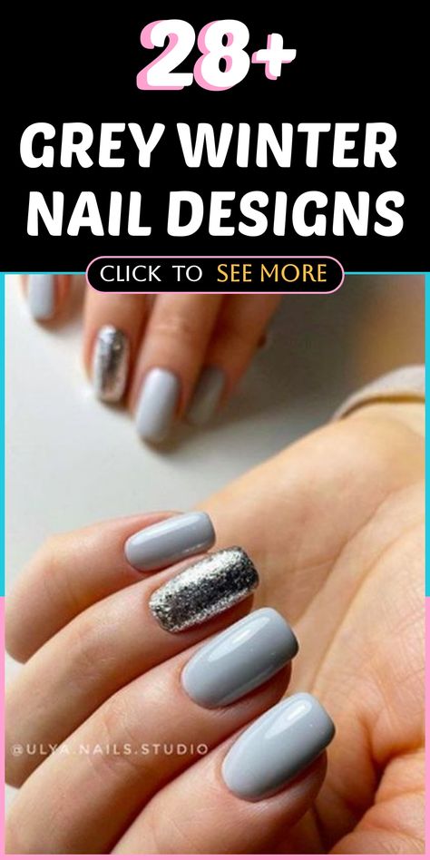 Discover a variety of elegant grey winter nail designs to upgrade your seasonal style. Whether you prefer chic and sophisticated or cozy and festive, we have the perfect options to enhance your look. Elevate your nails with our stunning collection and add an elegant touch to your winter beauty routine. Explore now! Grey Gel Nail Designs, Light Grey French Tip Nails, Pink And Grey Nail Ideas, Short Nails Gray, Gray Gel Nails Ideas, Grey Gel Nails Ideas, Grey Manicure Ideas, Gray Dip Nails, Dark Grey Nail Ideas