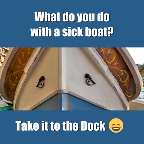 What do you do with a sick boat? Take it to the doc! 😉 #boating #boats #meme #funny #lol #marine #boating Boat Humor, Funny Lol, Meme Funny, Boating, Boats, Wallet, Memes, Funny, Water